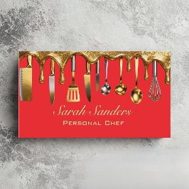 Chic Glam Personal Koch Catering Gold Glitzer Visitenkarte