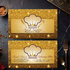 Chic Glam Personal Koch Catering Gold Glitzer Visitenkarte
