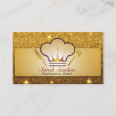 Chic Glam Personal Koch Catering Gold Glitzer Visitenkarte (Vorderseite)