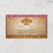 Chic Glam Personal Koch Catering Pink Gold Glitzer Visitenkarte (Rückseite)