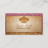 Chic Glam Personal Koch Catering Pink Gold Glitzer Visitenkarte (Vorderseite)