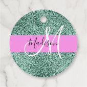 Chic Glam Pink Green Glitzer Sparkname Monogram Geschenkanhänger (Rückseite)