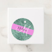 Chic Glam Pink Green Glitzer Sparkname Monogram Geschenkanhänger (Beispiel)