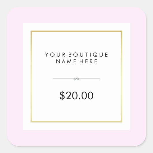 Chic Glam Pink und Gold Preismarke Quadratischer Aufkleber (Vorderseite)