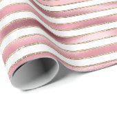 Chic Glam Pink White Stripes Geschenkpapier (Rolleneckpunkt)