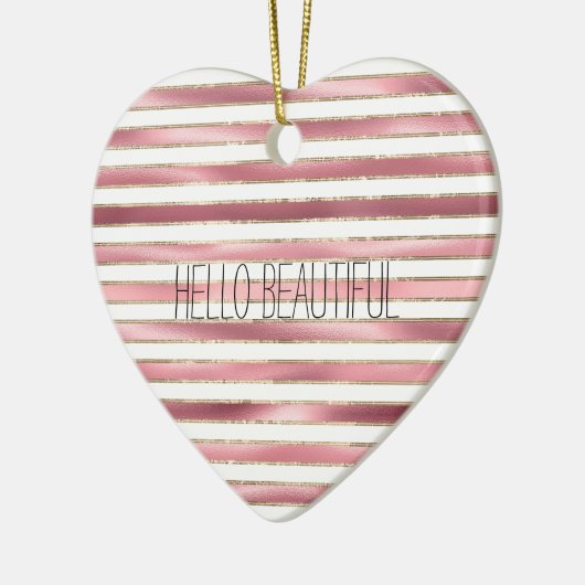 Chic Glam Pink White Stripes Keramik Ornament (Links)