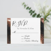 Chic Glam Rose Gold Black Wedding RSVP Begleitkarte (Stehend Vorderseite)