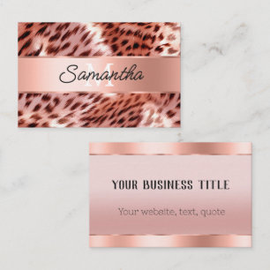 Chic Glam Rose Gold Leopard Monogram Visitenkarte