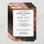 Chic Glam Rose Gold Schwarzes Abstraktes Brautpart Einladung (Vorne/Hinten)