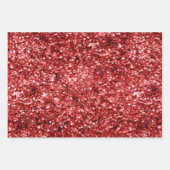 Chic Glam Roter Glitzer Streifen Geschenkpapier Set (Vorderseite 2)