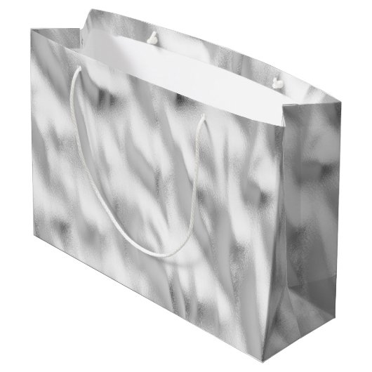 Chic Glam Silver Christmas Große Geschenktüte (Rückseite Schrägansicht)