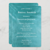 Chic Glam Turquoise Aqua Blue Brautparty Einladung (Vorne/Hinten)