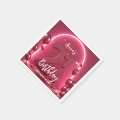 Chic Glam Vibrant Pink Neon Glow 21st Birthday Serviette (Ecke)