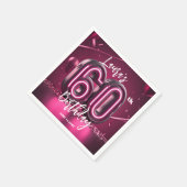 Chic Glam Vibrant Pink Neon Glow 60th Birthday Serviette (Ecke)