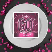 Chic Glam Vibrant Pink Neon Glow 60th Birthday Serviette