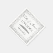 Chic Glam White & Gray Silver Glitzer Wedding Serviette (Ecke)