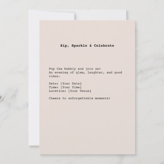 Chic Glam Wine Vibes Einladung (Rückseite)