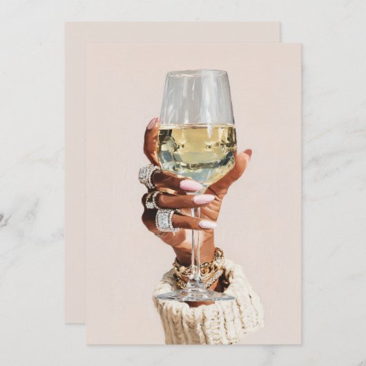 Chic Glam Wine Vibes Einladung (Vorne/Hinten)