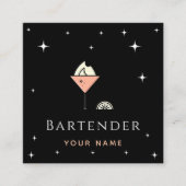Chic Glamour Barkeeper Night Sparkclub Bar Quadratische Visitenkarte (Vorderseite)