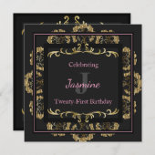 Chic Glamour Gold Geburtstag Einladung (Vorne/Hinten)