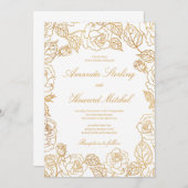 Chic Glamour Goldfolie Rose Blume Hochzeit Einladung (Vorne/Hinten)