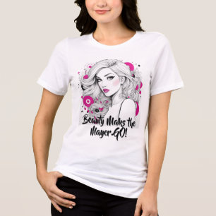 Chic Glamour Portrait mit rosa Akzenten Tri-Blend Shirt