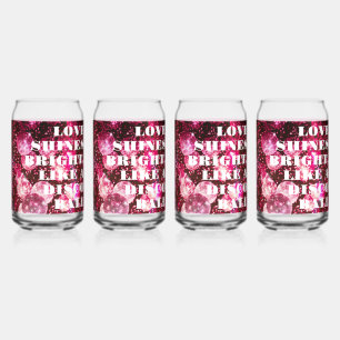 Chic Glänzende Rosa Glitter Retro Disco Kugeln Hoc Dosenglas