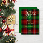 Chic Glauve Green & Red Christmas Scottish Tartan Folien Feiertagskarte<br><div class="desc">Saisonale glauben Grün & Rot Weihnachten Scottish Tartan Gold Foil Holiday Card.</div>