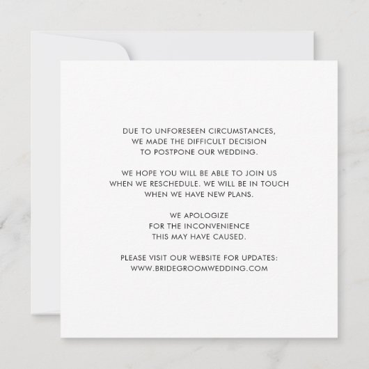 Chic gleiche Liebe Neue Pläne Änderung des Datums  Ankündigung (Rückseite)