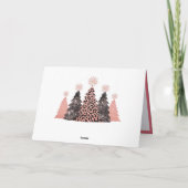 Chic Glitter Christmas Trees Pink Leopard Gray Karte (Rückseite)