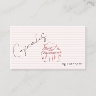 Chic Glitter Cupcake Erdbeere gestreift Visitenkarte