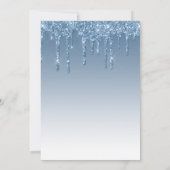 Chic Glitter Drip Blue 50th Birthday Einladung (Rückseite)