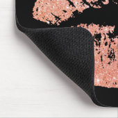 chic Glitter Effect Rose-Gold Lips Black Mousepad (Ecke)