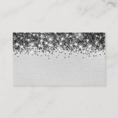 Chic Glittery Black Silver Foil Blank Platzkarte (Rückseite)