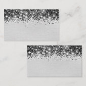 Chic Glittery Black Silver Foil Blank Platzkarte (Vorne/Hinten)