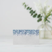 Chic Glittery Blue Silver Foil Blank Platzkarte (Stehend Vorderseite)