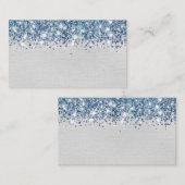 Chic Glittery Blue Silver Foil Blank Platzkarte (Vorne/Hinten)