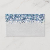 Chic Glittery Blue Silver Foil Blank Platzkarte (Vorderseite)