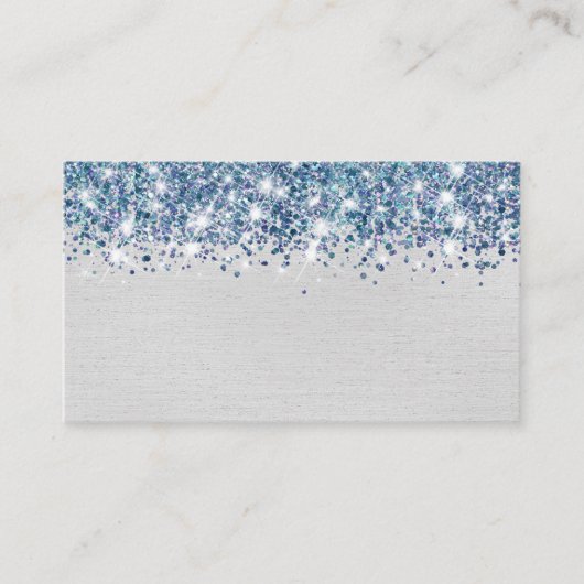 Chic Glittery Blue Silver Foil Blank Platzkarte (Vorderseite)