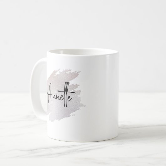 Chic glittery brushstroke personalized kaffeetasse (Vorderseite Links)
