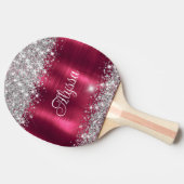 Chic Glittery Burgundy Glam Name Tischtennis Schläger (Seitenansicht)