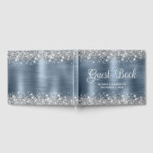 Chic Glittery Dusty Blue Foil Wedding Guest Book Gästebuch (Voll)