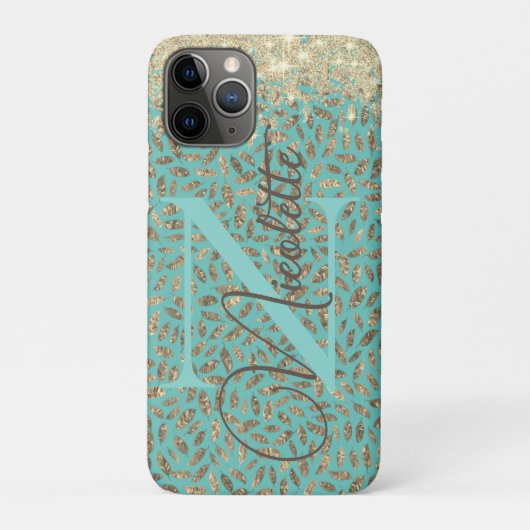 Chic Glittery Feathers Monogram Case Mate (Rückseite)