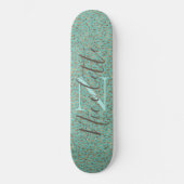 Chic Glittery Feathers Monogram Skateboard (Vorderseite)