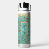 Chic Glittery Feathers Monogram Trinkflasche (Hinten)