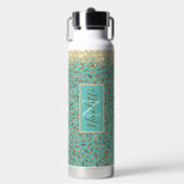 Chic Glittery Feathers Monogram Trinkflasche (Vorderseite)
