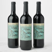 Chic Glittery Feathers Monogram Wine Label Weinetikett (Flaschen)