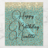 Chic Glittery Feathers Monogram Wine Label Weinetikett (Einzelnes Label)