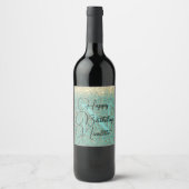 Chic Glittery Feathers Monogram Wine Label Weinetikett (Vorderseite)