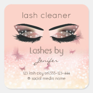 Chic glittery funkle lash extension lash reiniger quadratischer aufkleber